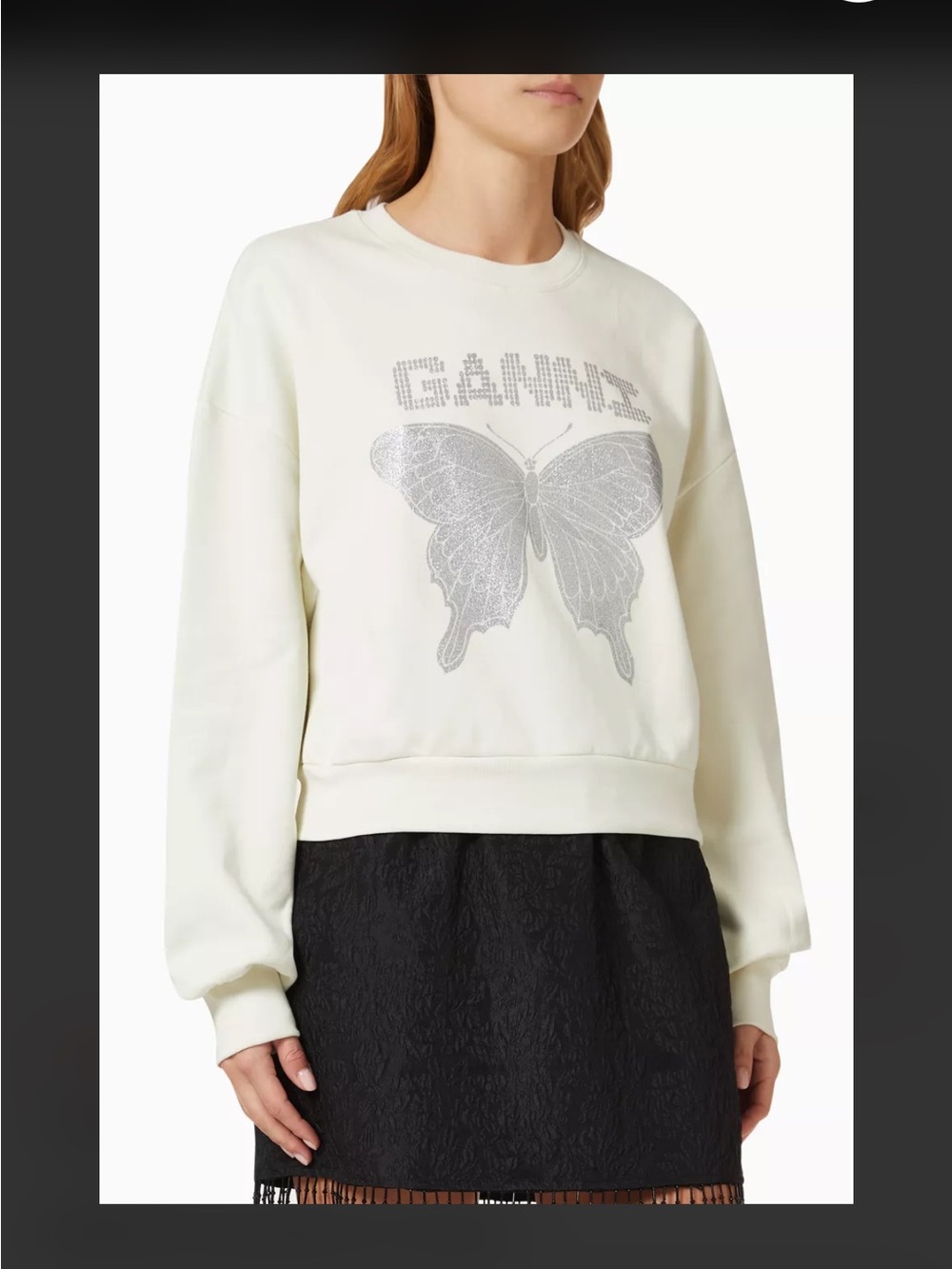 Super cute Ganni sweatshirt with silver butterfly, size XS, EUC